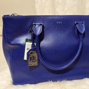 NWT Lauren Ralph Newbury Double Zip Large Satchel